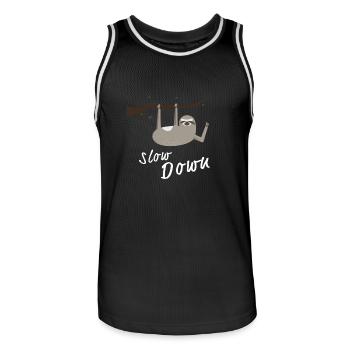 Sloth Slow Down Chill Chill Design - Men's Basketball Jersey - black/white - Front - AI Model Male 185 dark (185cm)