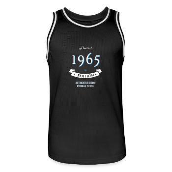 1965 Birthday Year of birth Birthday old year of construction - Men's Basketball Jersey - black/white - Front - AI Model Male 185 dark (185cm)