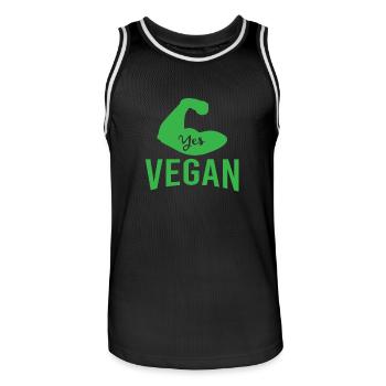 YES VEGAN vegetarian we can now new xmas rev - Men's Basketball Jersey - black/white - Front - AI Model Male 185 dark (185cm)