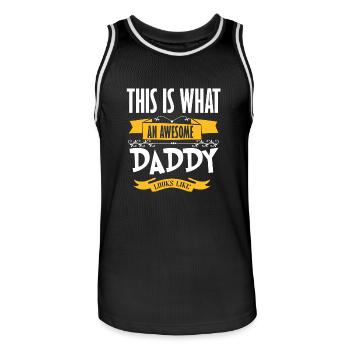 Le plus grand jour de père de papa du monde cadeau papa Père - Maillot de basket Homme - noir/blanc - Devant - AI Model Male 185 dark (185cm)