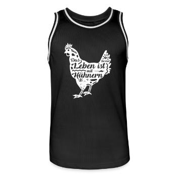 Huhn | Henne | Das Leben ist besser mit Hühnern - Männer Basketball-Trikot - Schwarz/Weiß - Vorne - AI Model Male 185 dark (185cm)
