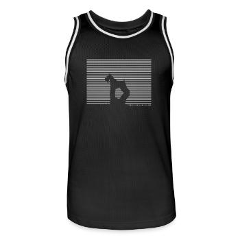 Miniature Schnauzer Dog T-Shirt Gift - Men's Basketball Jersey - black/white - Front - AI Model Male 185 dark (185cm)