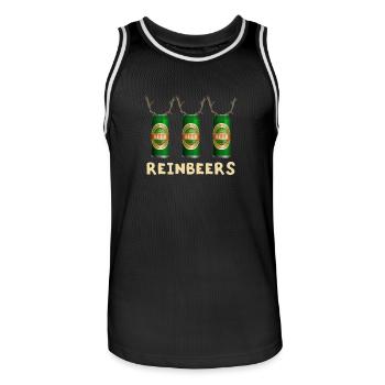 Reinbeers Drôles de canettes de bière Renne Noël - Maillot de basket Homme - noir/blanc - Devant - AI Model Male 185 dark (185cm)