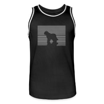 Bergamasker Hirtenhund Hund T-Shirt Geschenk - Männer Basketball-Trikot - Schwarz/Weiß - Vorne - AI Model Male 185 dark (185cm)