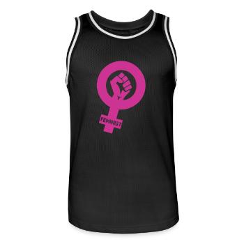 Feminist als Geschenk - Männer Basketball-Trikot - Schwarz/Weiß - Vorne - AI Model Male 185 dark (185cm)