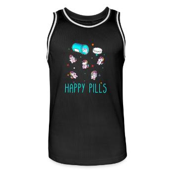 Happy Pills - Männer Basketball-Trikot - Schwarz/Weiß - Vorne - AI Model Male 185 dark (185cm)