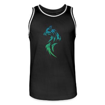 Beautiful two-tone tribal tattoo motiv Wolf - Men's Basketball Jersey - black/white - Front - AI Model Male 185 dark (185cm)