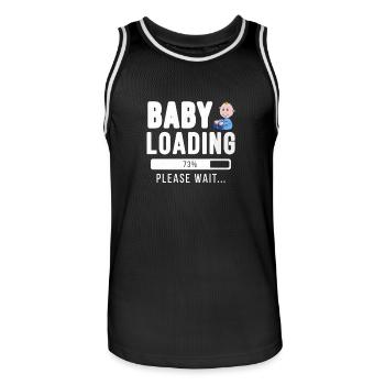 Baby loading... please wait! | Baby Shirt - Männer Basketball-Trikot - Schwarz/Weiß - Vorne - AI Model Male 185 dark (185cm)