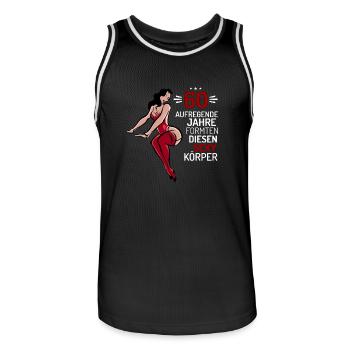 60 Jahre formten diesen sexy Körper - Männer Basketball-Trikot - Schwarz/Weiß - Vorne - AI Model Male 185 dark (185cm)
