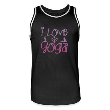 I Love Yoga Gift Namaste Shanti Heart Yoga - Men's Basketball Jersey - black/white - Front - AI Model Male 185 dark (185cm)