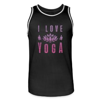 I Love Yoga Gift Namaste Shanti Heart Yoga - Men's Basketball Jersey - black/white - Front - AI Model Male 185 dark (185cm)