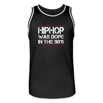 Hip hop was cool in the 90s - Men's Basketball Jersey - black/white - Front - AI Model Male 185 dark (185cm)