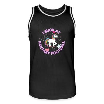 Je sucent Fantasy Football T-shirt Cadeau - Maillot de basket Homme - noir/blanc - Devant - AI Model Male 185 dark (185cm)