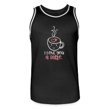 I love you a latte - Men's Basketball Jersey - black/white - Front - AI Model Male 185 dark (185cm)