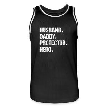 Mens Cute Funny Fathers Day - Men's Basketball Jersey - black/white - Front - AI Model Male 185 dark (185cm)