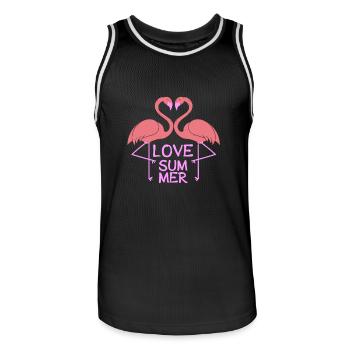 Flamingo Love Summer - Men's Basketball Jersey - black/white - Front - AI Model Male 185 dark (185cm)