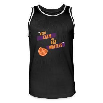 KEEP CALM AND EAT WAFFLES - Männer Basketball-Trikot - Schwarz/Weiß - Vorne - AI Model Male 185 dark (185cm)