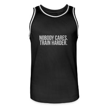 Personne ne se soucie de former une chemise de fitness plus dure - Maillot de basket Homme - noir/blanc - Devant - AI Model Male 185 dark (185cm)