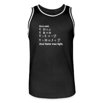 Und Gott sagte, es sei Licht Maxwell EMR - Männer Basketball-Trikot - Schwarz/Weiß - Vorne - AI Model Male 185 dark (185cm)