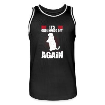 C'est le jour de la marmotte Encore une fois la prévision de l'humour des animaux - Maillot de basket Homme - noir/blanc - Devant - AI Model Male 185 dark (185cm)