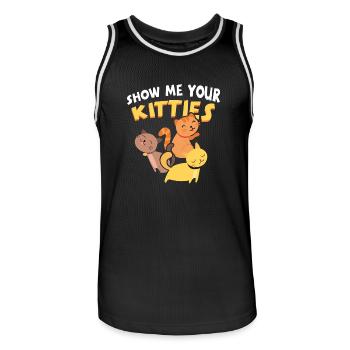 Show me your Kitties - DAS lustigste Katzenshirt - Männer Basketball-Trikot - Schwarz/Weiß - Vorne - AI Model Male 185 dark (185cm)