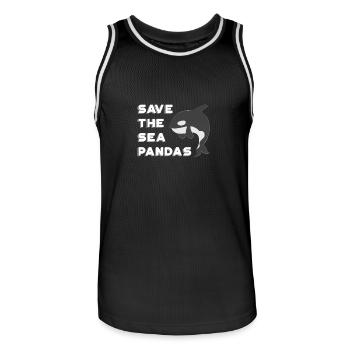Cadeau de panda de mer pour les amants de baleine d'orque - Maillot de basket Homme - noir/blanc - Devant - AI Model Male 185 dark (185cm)