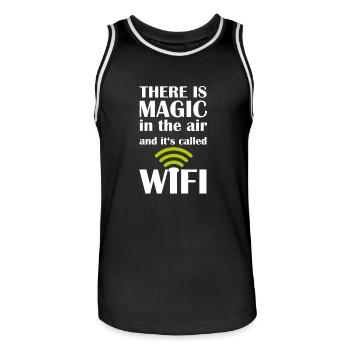 chemise WIFI magique Nerd - Magic in the Air - Maillot de basket Homme - noir/blanc - Devant - AI Model Male 185 dark (185cm)