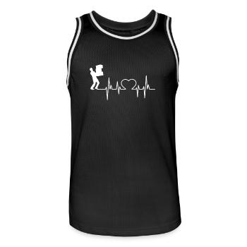 Paketboote Fun Shirt Geschenke heart beat Liebe - Männer Basketball-Trikot - Schwarz/Weiß - Vorne - AI Model Male 185 dark (185cm)