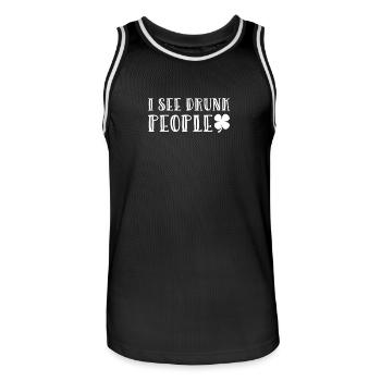 I See Drunk People Shamrock Irish St. Patricks Day - Men's Basketball Jersey - black/white - Front - AI Model Male 185 dark (185cm)