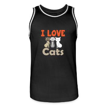 I Love Cats Katzenliebhaber Katzen Perserkatze - Men's Basketball Jersey - black/white - Front - AI Model Male 185 dark (185cm)