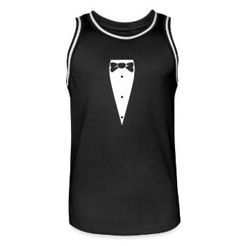 Anzug mit Fliege Smoking Tuxedo Tie JGa Geschenk - Männer Basketball-Trikot - Schwarz/Weiß - Vorne - AI Model Male 185 dark (185cm)