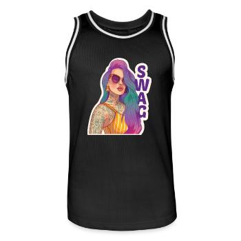 Swag girl avec piercing et tatouage. - Maillot de basket Homme - noir/blanc - Devant - AI Model Male 185 dark (185cm)