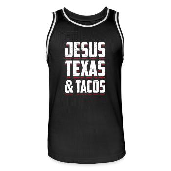 JÉSUS TEXAS & TACOS - Maillot de basket Homme - noir/blanc - Devant - AI Model Male 185 dark (185cm)