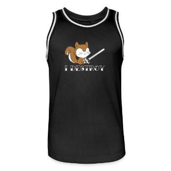 I Destroy 01 Gift - Men's Basketball Jersey - black/white - Front - AI Model Male 185 dark (185cm)