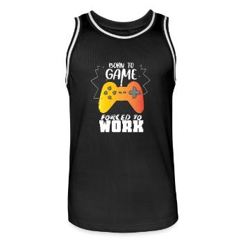 Gaming Nerd Geek Geschenkidee - Männer Basketball-Trikot - Schwarz/Weiß - Vorne - AI Model Male 185 dark (185cm)