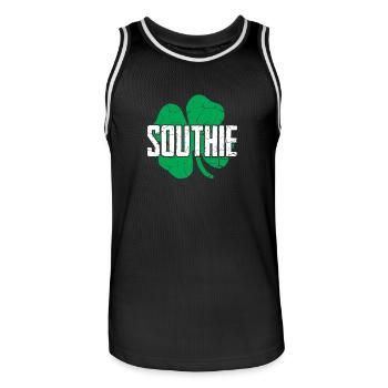 Southie en détresse Green Shamrock St Patricks Day - Maillot de basket Homme - noir/blanc - Devant - AI Model Male 185 dark (185cm)