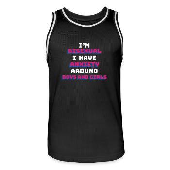Bisexual Shirt - Bi - Gift - LGBT - Men's Basketball Jersey - black/white - Front - AI Model Male 185 dark (185cm)