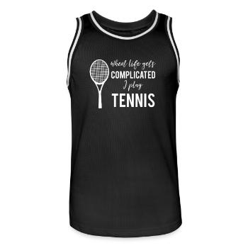 Tennis Life Tennis Racket Play Play Gift - Men's Basketball Jersey - black/white - Front - AI Model Male 185 dark (185cm)