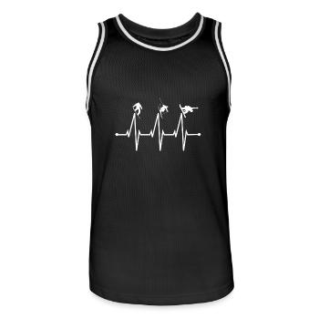 Ski, ligne de coeur, battement de coeur, des vacances de ski - Maillot de basket Homme - noir/blanc - Devant - AI Model Male 185 dark (185cm)