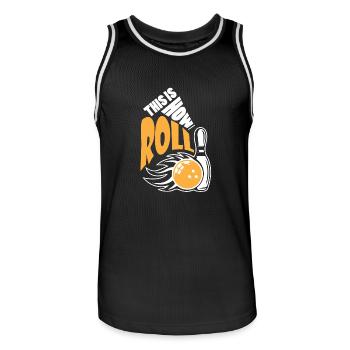 Bowling, so I roll gift idea - Men's Basketball Jersey - black/white - Front - AI Model Male 185 dark (185cm)