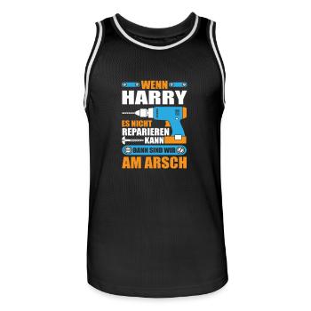 HARRY Name Geschenk Reparatur reparieren - Männer Basketball-Trikot - Schwarz/Weiß - Vorne - AI Model Male 185 dark (185cm)