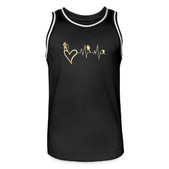 Berge Wandern Hiking Heartbeat Wanderer Geschenk - Männer Basketball-Trikot - Schwarz/Weiß - Vorne - AI Model Male 185 dark (185cm)