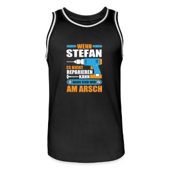 Stefan Name Geschenk Reparatur reparieren - Männer Basketball-Trikot - Schwarz/Weiß - Vorne - AI Model Male 185 dark (185cm)