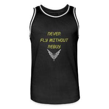 Never Fly without rebuy Transparent - Männer Basketball-Trikot - Schwarz/Weiß - Vorne - AI Model Male 185 dark (185cm)