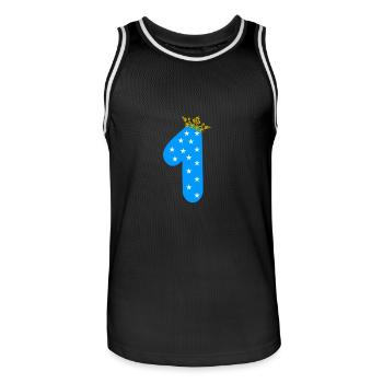 First Birthday Gift Boy Boy Baby first - Men's Basketball Jersey - black/white - Front - AI Model Male 185 dark (185cm)
