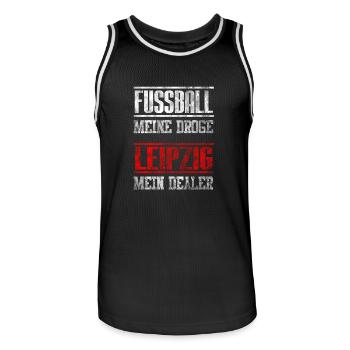 Fussball Meine Droge - Leipzig Dealer Geschenk - Männer Basketball-Trikot - Schwarz/Weiß - Vorne - AI Model Male 185 dark (185cm)