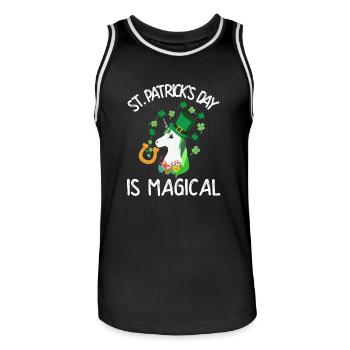 Saint-Patrick est magique - Maillot de basket Homme - noir/blanc - Devant - AI Model Male 185 dark (185cm)