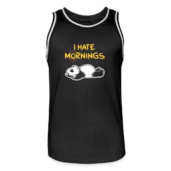 I Hate Mornings Funny Panda T-Shirt | Bear feeling - Men's Basketball Jersey - black/white - Front - AI Model Male 185 dark (185cm)
