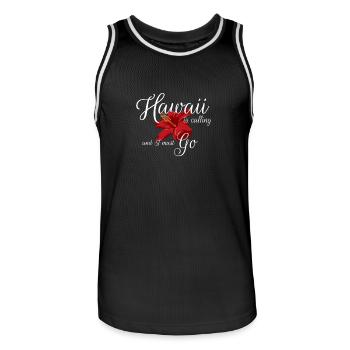 Hawaii Tshirt Gift for the Hawaii vacation funny - Men's Basketball Jersey - black/white - Front - AI Model Male 185 dark (185cm)