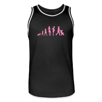 Evolution - Femme - Humour - Cadeau - Enfant - Maillot de basket Homme - noir/blanc - Devant - AI Model Male 185 dark (185cm)